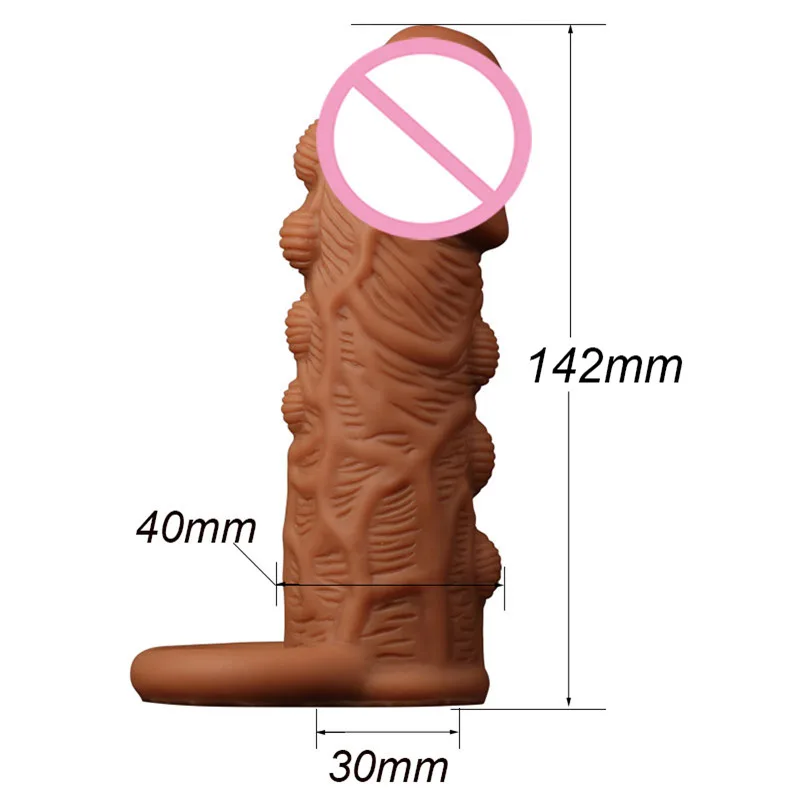 

Liquid Silicone Reusable Condoms Delay Ejaculation Condom Penis Sleeve Extender With Big Dotted Penis Cock Ring With Solid Glans