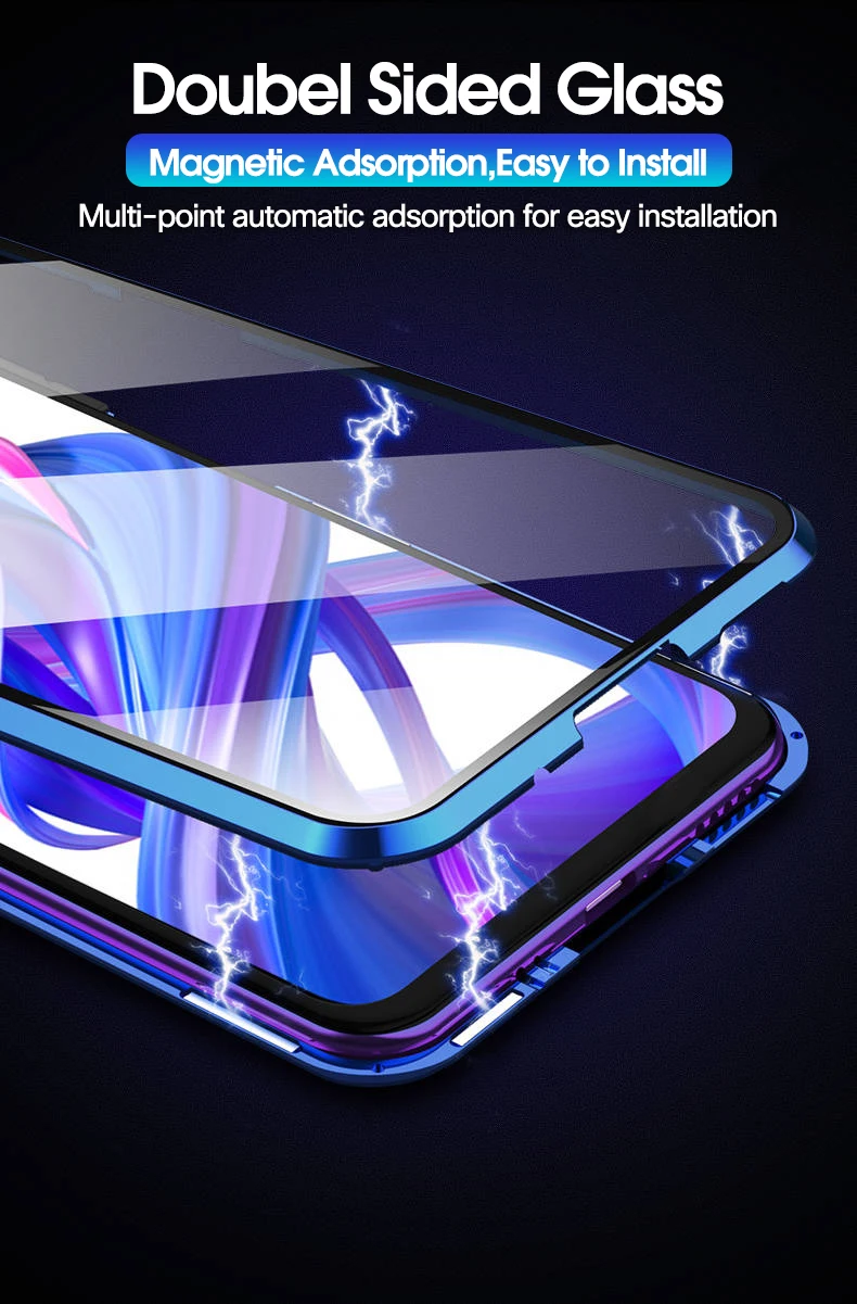 Двусторонняя магнитная защита 360 для huawei Honor 8X Max 9X Pro закаленное переднее стекло для Honor 10 Lite Honor 20Pro view 20 чехол