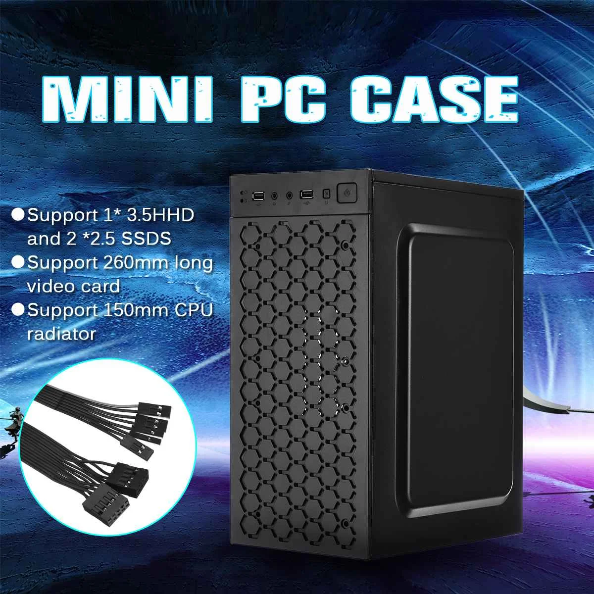 Чехол для мини ПК USB2.0 шасси поддержка 3.5HHD 2 5 SSDS ЦП радиатор совместимый с