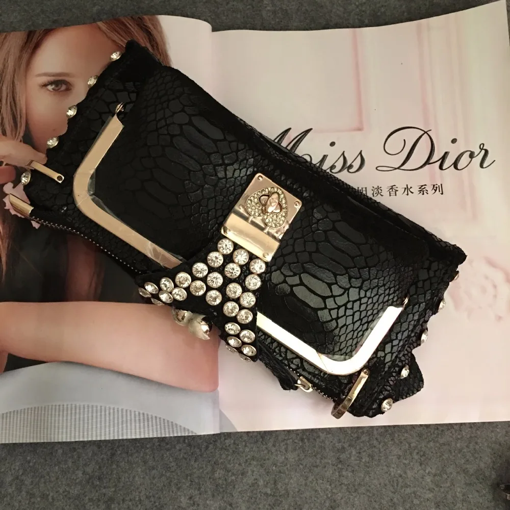 Модные вечерние сумки женские кошельки и кожаные бриллиантовые цепочки золотой