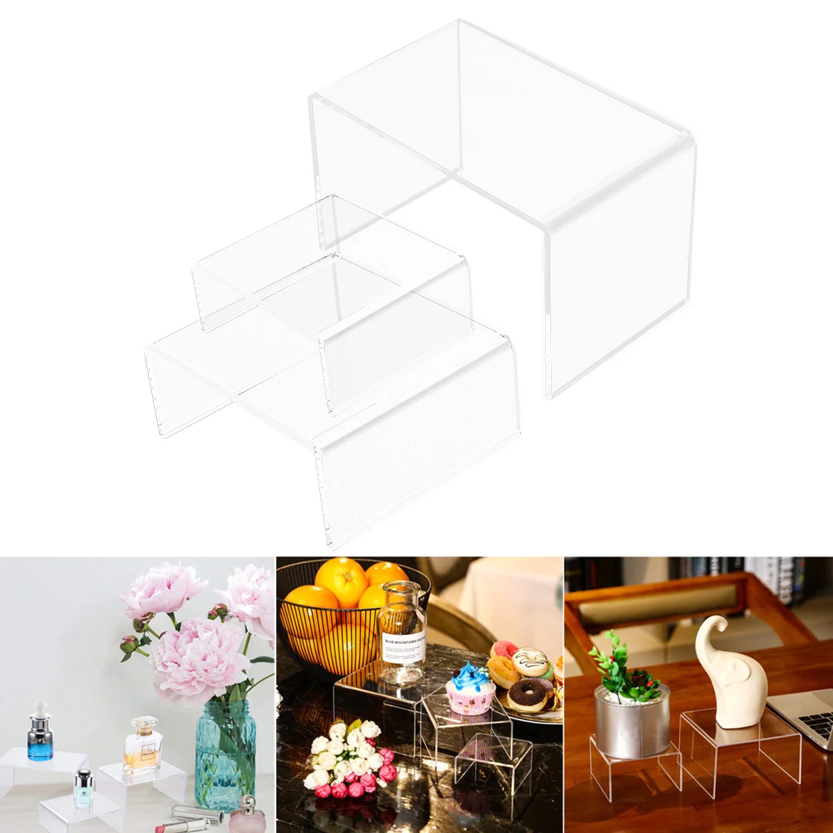 

3Pcs Acrylic Display Stand Clear Cake Stands Jewelry Rack for Home Store
