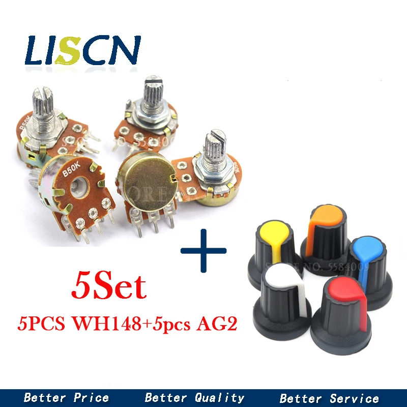 Резистор WH148 для Arduino с крышкой AG2, 5 комплектов, 1K 10K 20K 50K ...