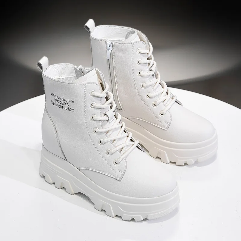 

Autumn and winter 2019 new boots, women's shoes red thick daddy shoes, short boots, leather
