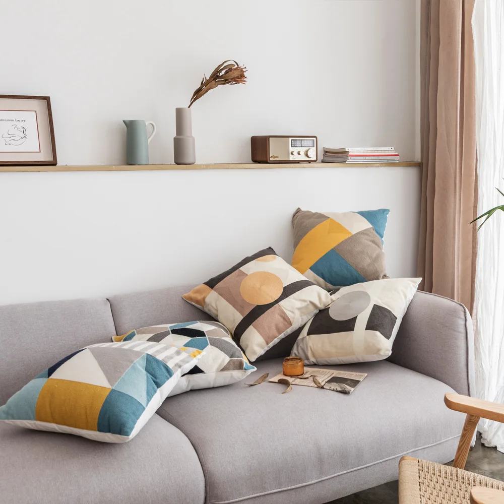 

45x45cm lattice Sofa Pillowcase Pink Cushion Cover Throw Pillow Case Home Sofa Bed Chair Decoration 17.72x 17.72inch