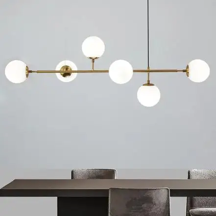 

Nordic restaurant pendant light postmodern 6 lights black gold glass hanging lamps dining room kitchen bar suspention luminaire