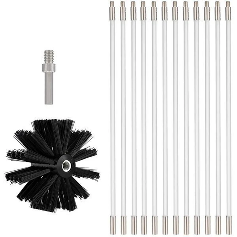 

14Pcs Chimney Cleaner Brush Clean Rotary System Fireplace Kit Rod Tool Set Home Kichen Cleaning Brush
