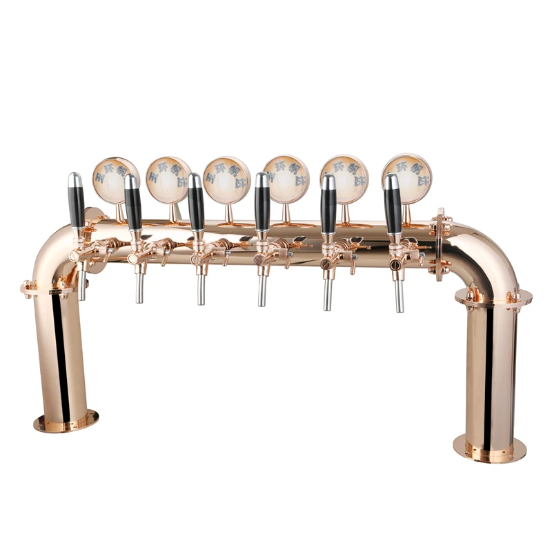 TWELVETAP Stainless steel Beer Tower With 6 Tap With Led Light beer Medallion Door Shape 6 lines Small beer column Drink Filling