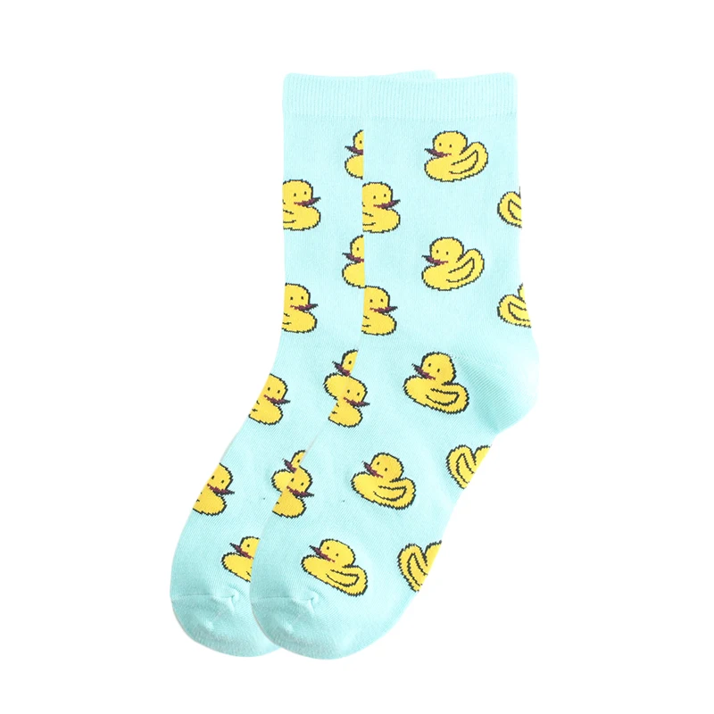 

Duck Pizza Donuts Pattern Funny Socks Women College Style Animal Cute Socks Casual Colorful Novelty Skarpetki Sokken Skarpety