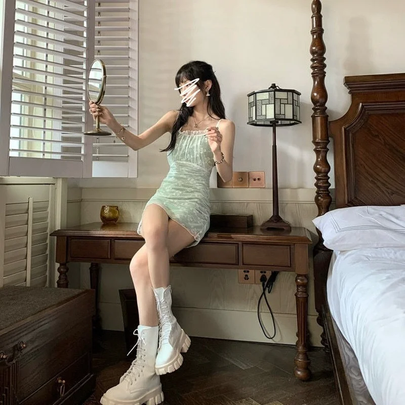 Женское кружевное мини-платье со складками элегантное винтажное вечернее