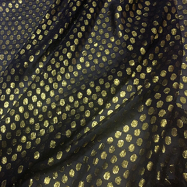 Fashion golden polka dot design silk blended fabric fit for girls dress and clothes,SFF218