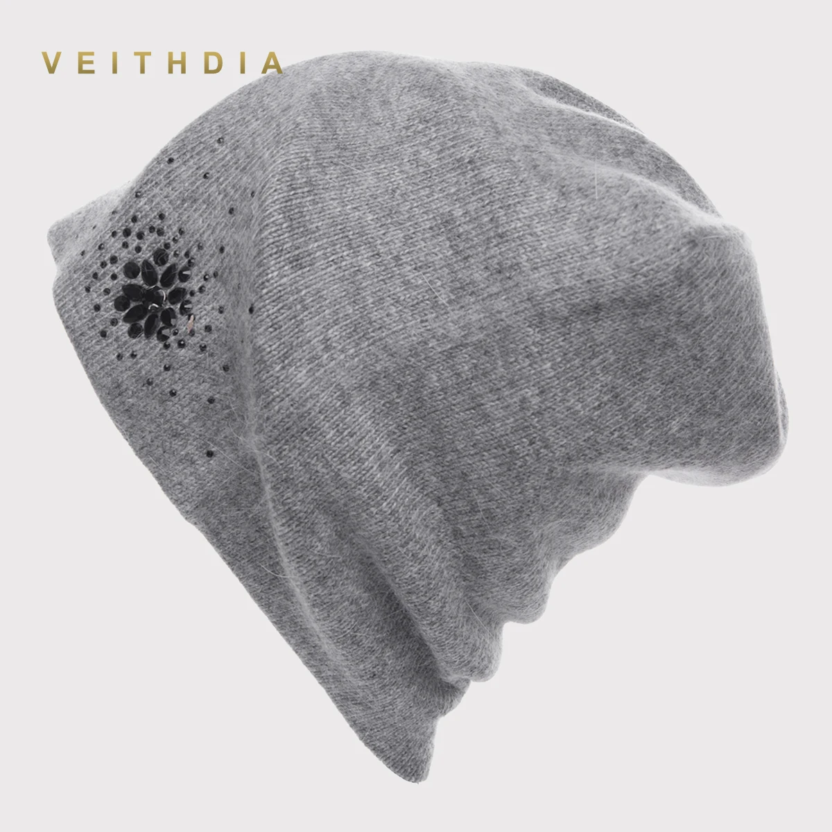 Женские кашемировые шапки VEITHDIA повседневные двухслойные вязаные с цветочным