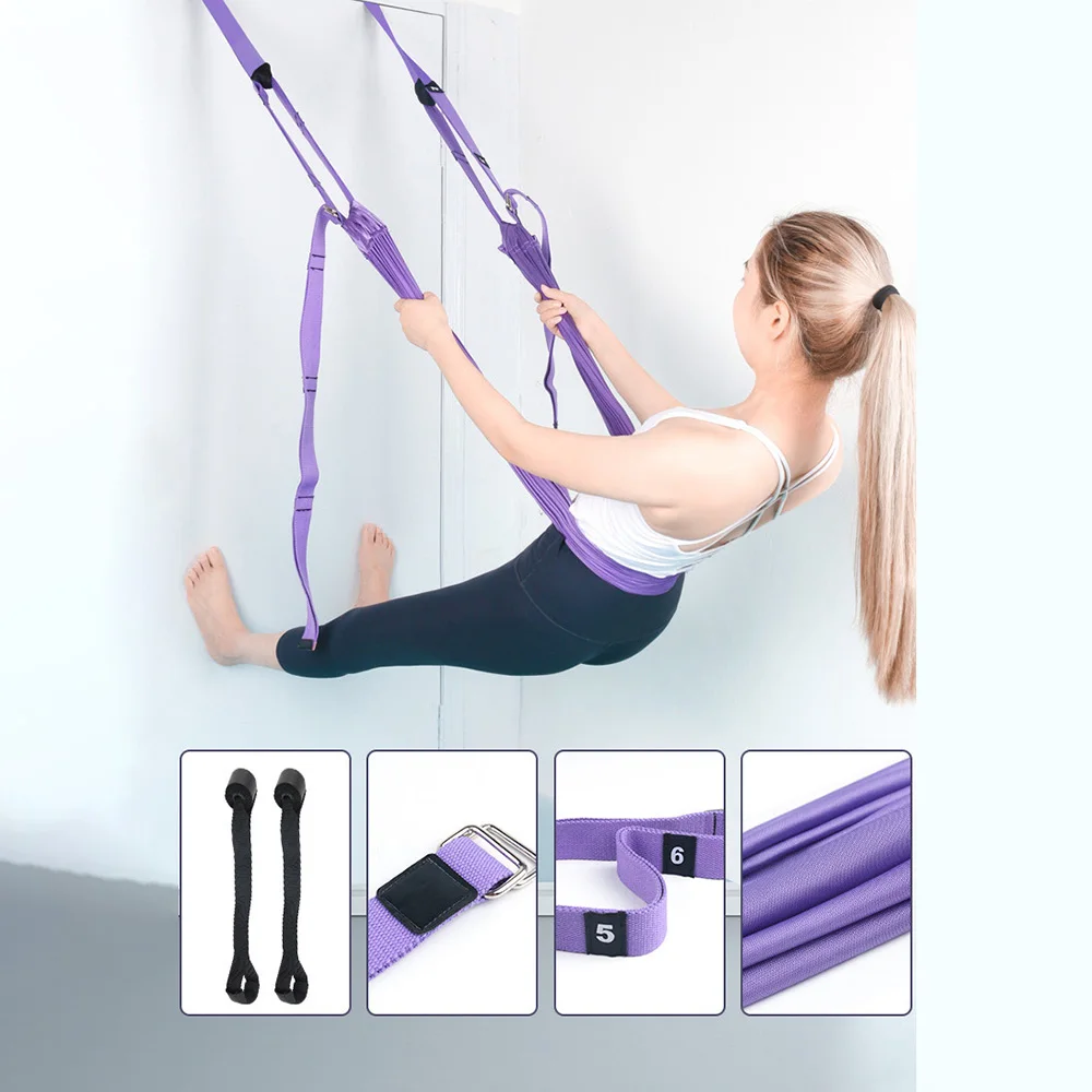 Adjustable Aerial Yoga Strap Stretching Leg Stretcher Strap Inversion Exercises Multilayer Belt Door Flexibility Women Workout