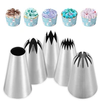 5pcs large metal cake cream decoration tips set pastry tools stainless steel piping icing nozzle cupcake dessert decorators