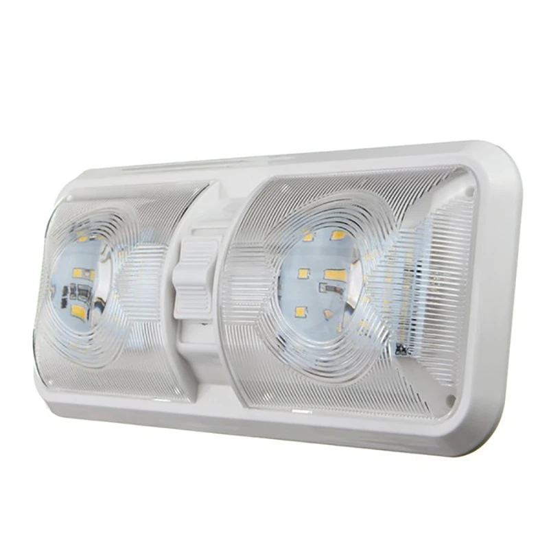 

1Pair RV LED Light 12V 800Lm 6000-6500K Ceiling Fixture Camper Trailer Marine Double e Light 48 LEDs