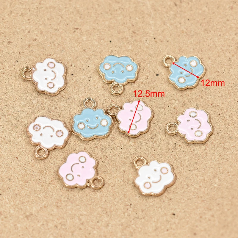 

10pcs/lot Alloy Oil Drop Earring Pendant Candy Color Cute Smiling Face Cloud Bracelet Hanging Accessories DIY Jewelry Components