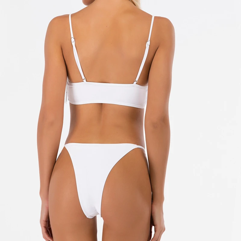 2020 женский сексуальный купальник бикини бразильский белый с бахромой и низкой