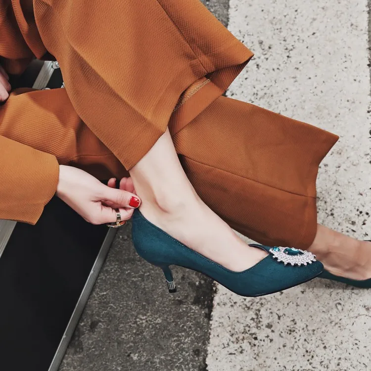 Женские туфли лодочки со стразами и острым носком свадебные женские на высоком