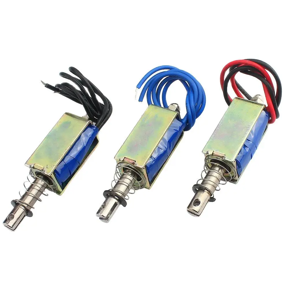 

Small push pull open frame electromagnet DC6v 12v 24v magnetic solenoid coil stroke 10mm keeping force 700g