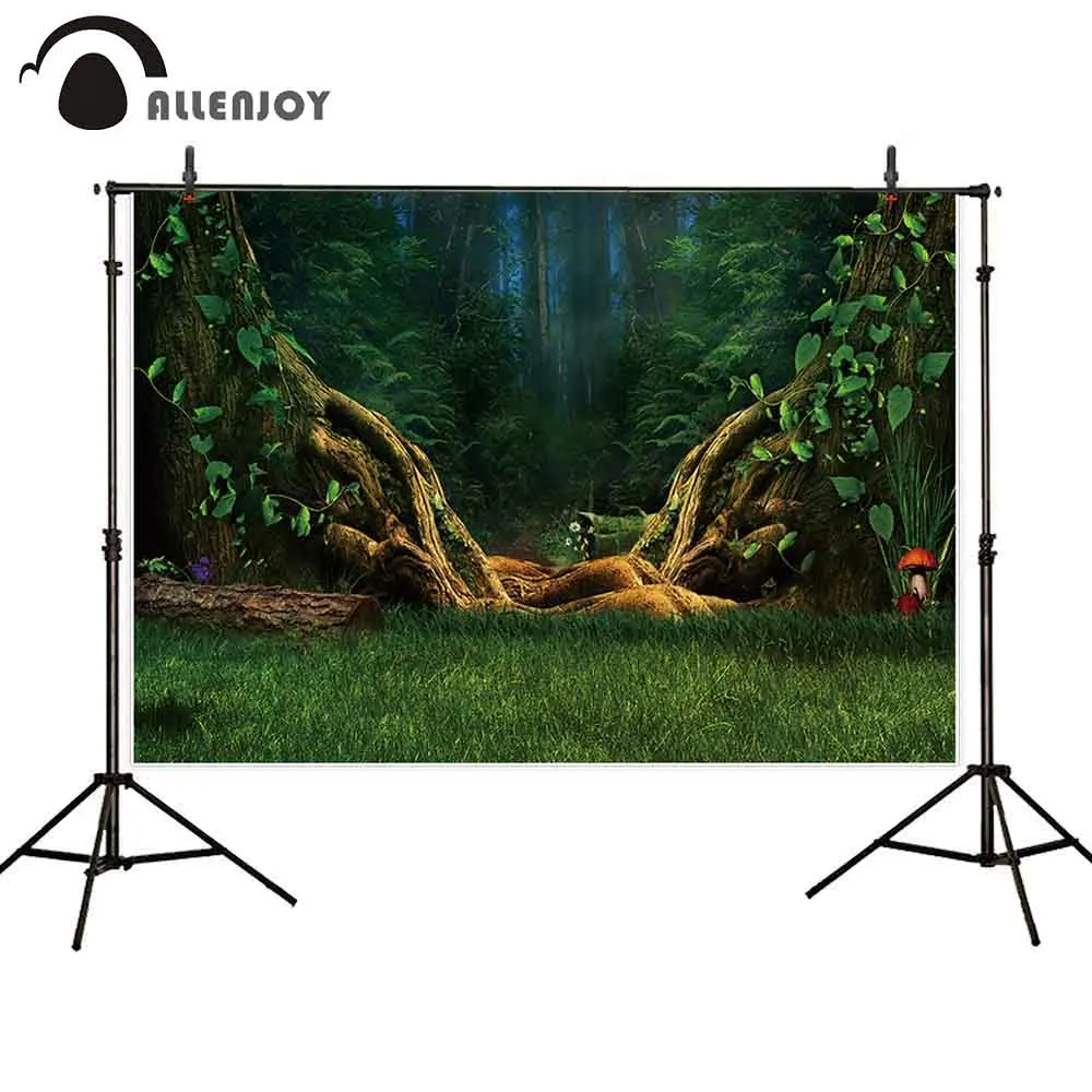 

Allenjoy photophone backgrounds Enchanted forest trunk green grassland nature child professional backdrops photobooth photocall
