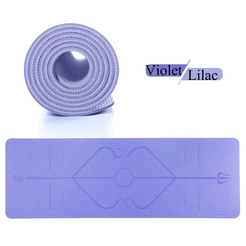 Violet and Lilac 1830*610*6mm TPE Yoga Mat with Position Line Non-slip and Tasteless Fitness Mat Pilates Beginner Environmental Fitness Gymnastic - Цвет: Violet and Lilac