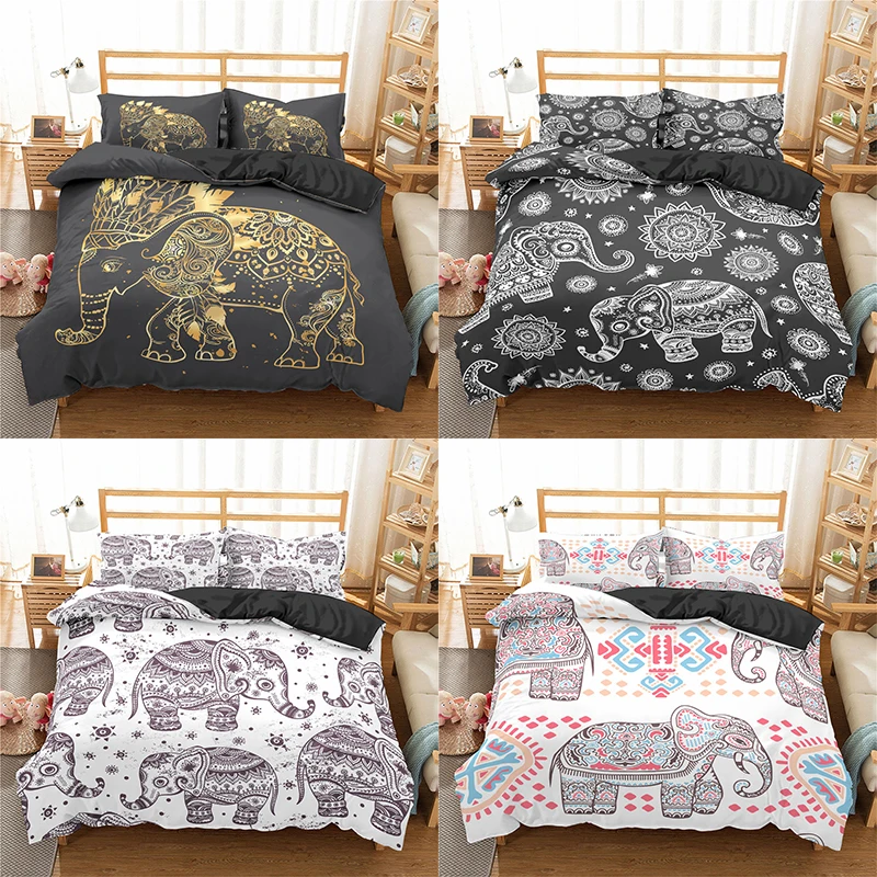 

Bedding Set Luxury 3D Elephant Print Comfortable Kids Duvet Cover Pillowcase Home Textile Single Queen/King Size Bedclothes