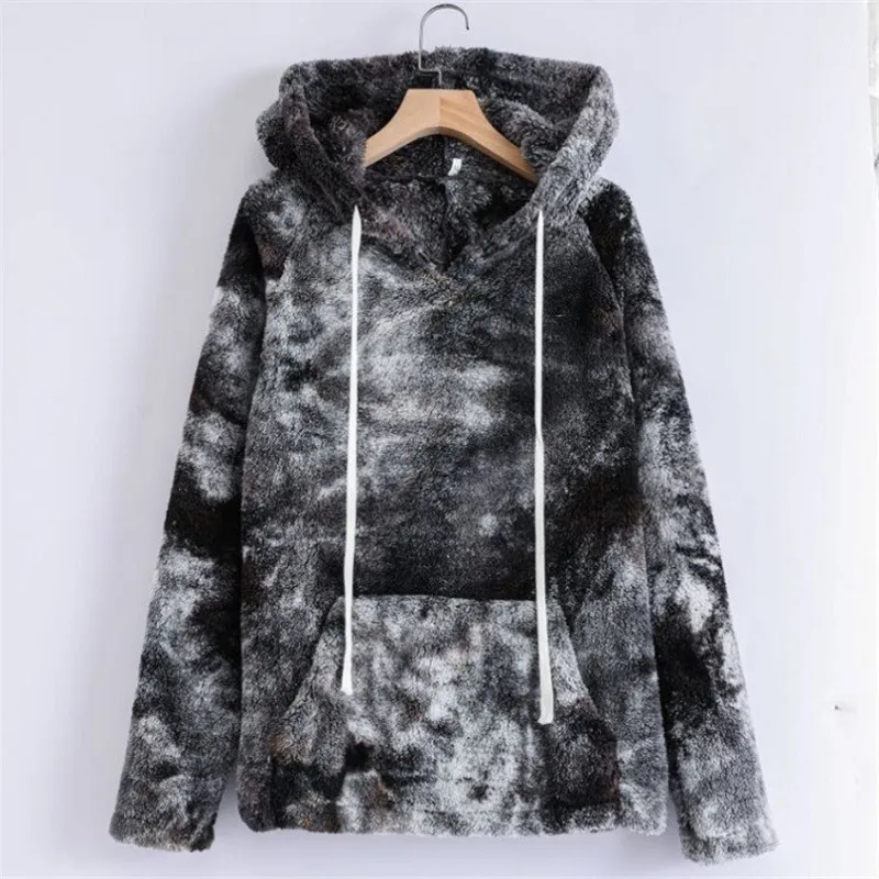 

Oversize 3XL Hooded top Autumn Spring Fleece Pullover Hoodies Sweatshirts Tie-dye Print Colorful Ladies Long sleeve Clothes 2021