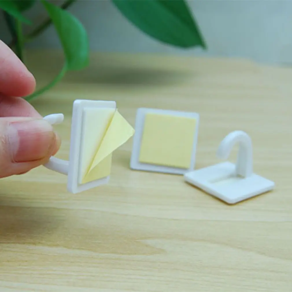 8 шт./компл. белые самоклеющиеся Пластик квадратный крюк небольшой настенное