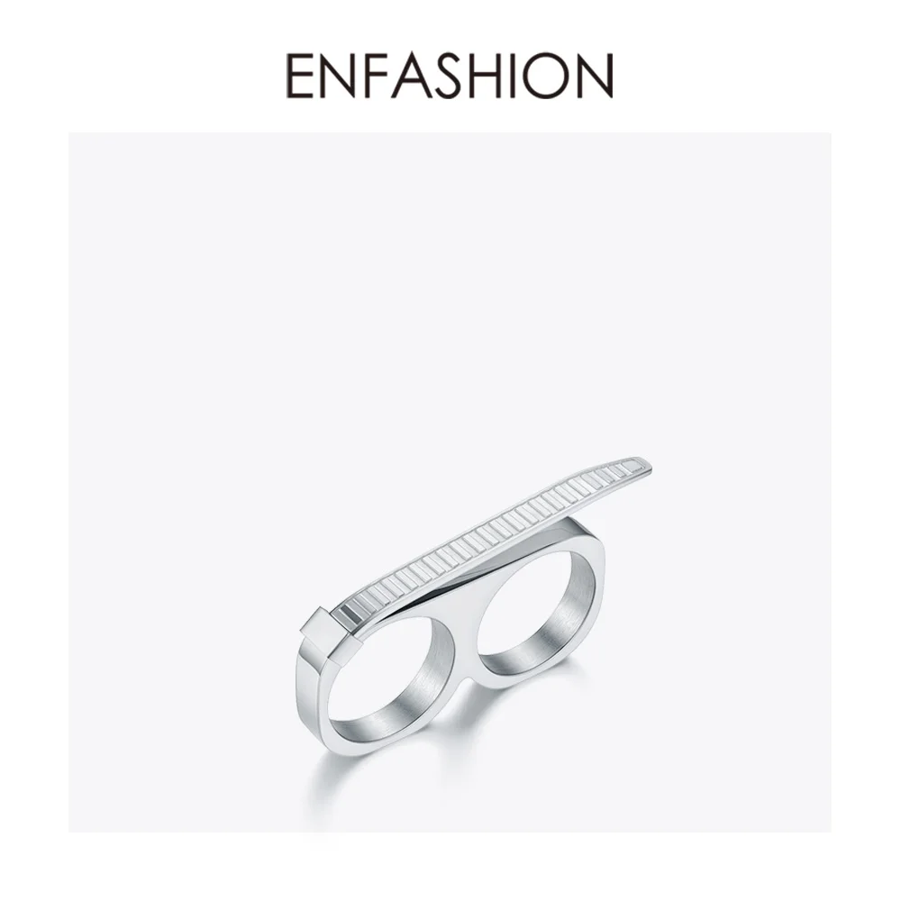 Женское кольцо с двумя пальцами ENFASHION кольца из нержавеющей стали золотого цвета