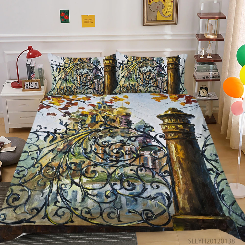 Oil Painting Print Duvet Cover Set Queen Size Bedding Soft Cool Modern Bed Teen Girl Child Bedroom Decor Hot Selling | Дом и сад