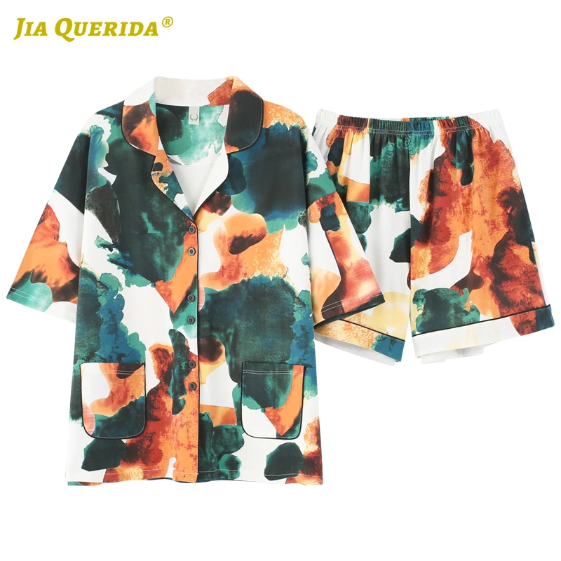 Новая женская одежда для девочек пижамный комплект с принтом домашняя модный