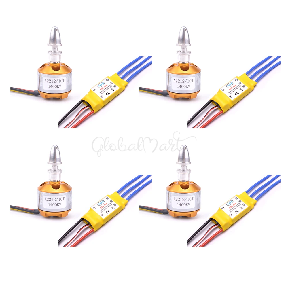 4 шт. A2212 A 2212 1000KV 1400KV бесщеточный двигатель+ 4 шт. 30A ESC для мультикоптера 450X525 RC Квадрокоптер