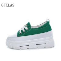 canvas woman vulcanize shoes platform sneakers high heels women shoes casual wedge sneakers lace up platforms sport shoes women