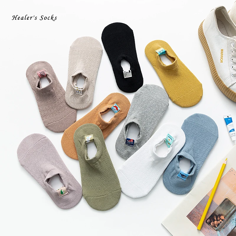 

New Buckle Fashion Men and Women Socks Cotton Solid Color Avocado Dog Shoe Whale Harajuku Soft Happy Funny Girls Invisible Socks
