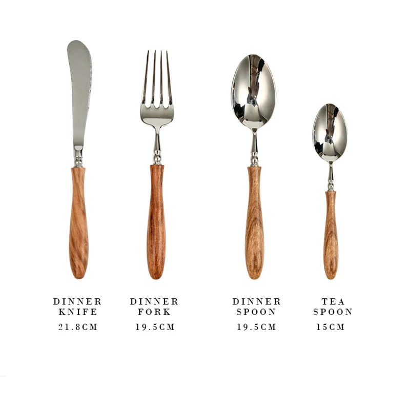 

Набор столовых приборов Olevo из нержавеющей стали с ручками из розового дерева