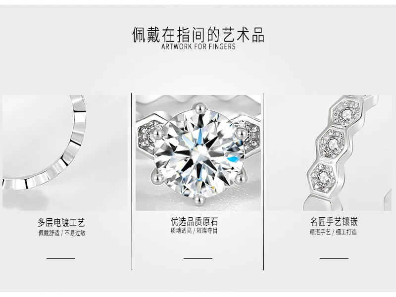 

Rings for Women Real Solid 925 Sterling Silver Korean Diamond Gemstone Hive Ring Birthstone Girl Gift Wholesale Jewelry