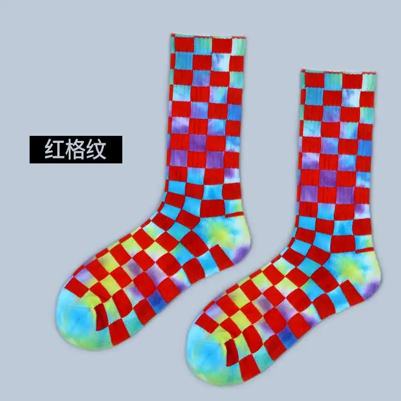 

Tie dyed socks men's middle sleeve sweat wicking Terry breathable Street socks
