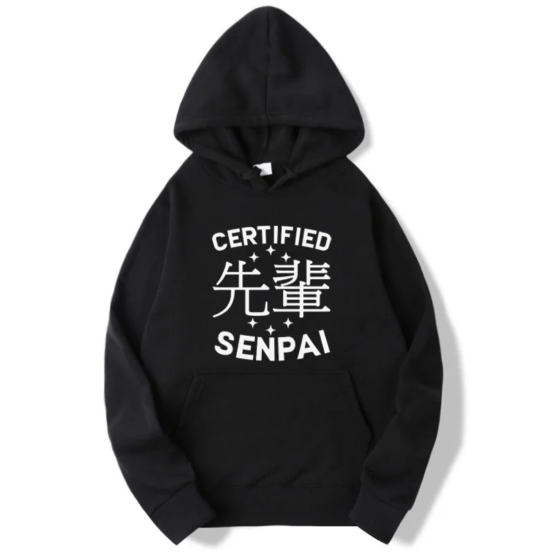 

Japanese Streetwear Fashion Hoodie Men Certified Senpai Hoodies Anime Manga Sweatshirt Women Autumn Winter Fleece Sweatshirts