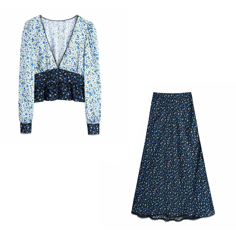 

Женская винтажная блузка с кружевом, V-образным вырезом и длинным рукавом