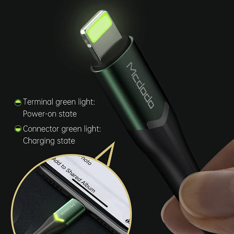 Mcdodo USB Cable 2A Fast Charging for Lightning IPhone 14 13 12 Pro Max XS XR X 8 7 Plus IPad IPod IOS 14 Charger Data LED Cable