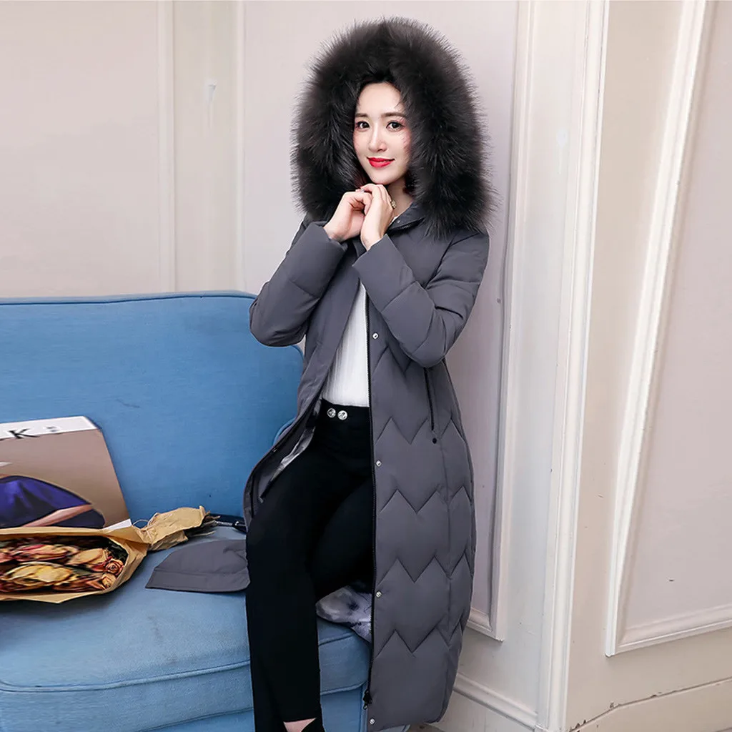 

Women's Winter Jacket Women's Parkas Women Fashion Outerwear Long Sleeve Hooded Jackets Cotton-padded Print Coats L501002