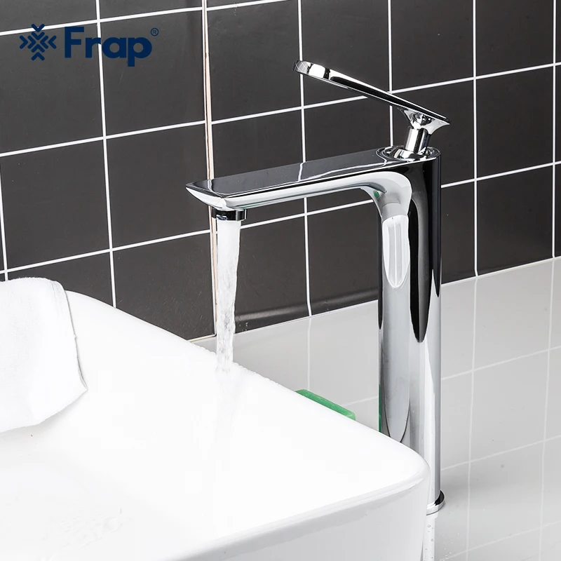 

FRAP Bathroom Tall Basin Mixer Taps Sink Faucet Waterfall Counter Top Hot and Cold Water Single Hole Handle Home F1052-55