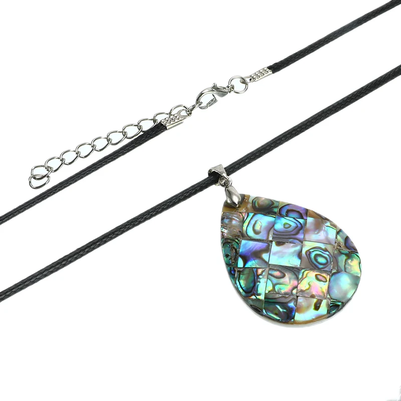 Натуральная устричная Paua Абалон оболочки слеза капля воды кулон ожерелье