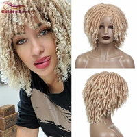 golden beauty 14 synthetic short bob wigs for black women curly end dreadlock hair wig ombre black blonde crochet braids wigs