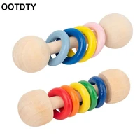 1pc baby teether toys wooden rattle wood teething rodent ring chew play gym montessori stroller toy