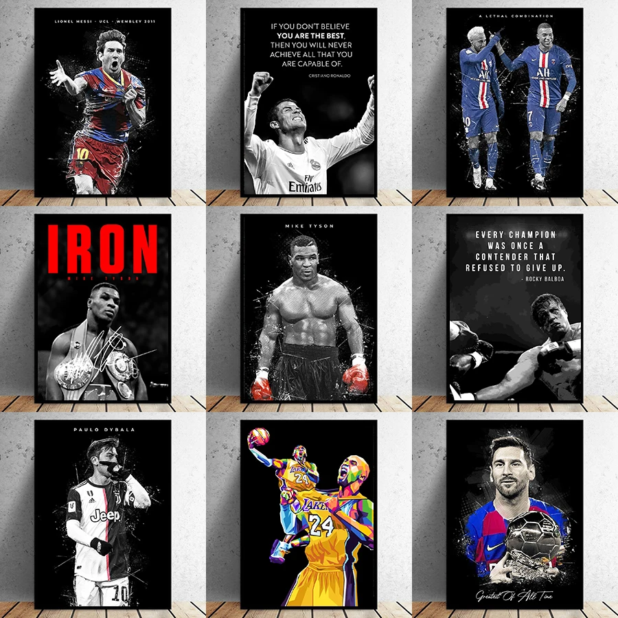 Баскетбол звезда футболист Портрет Искусство Холст Картина вдохновляющие