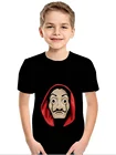 Летняя детская одежда, детские футболки с 3D принтом, модная аниме футболка оверсайз с простым черным рисунком, детская одежда