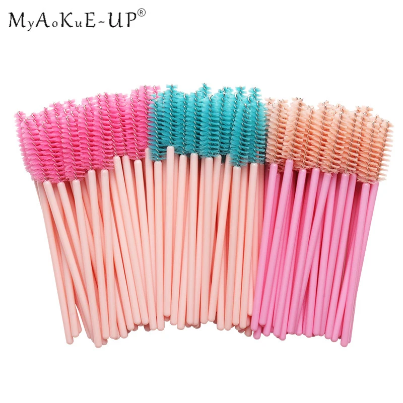

50pcs Rainbow Disposable Eyelash Applicator Wands Curler Eyebrow Brush Set Mascara Eyebrow Spoolers Comb Wands Spoolies Brushes