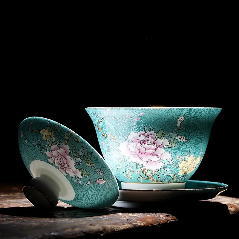 Керамический чайный сервиз Phoenix Gaiwan Jingdezhen цветная эмалированная чайная чашка с
