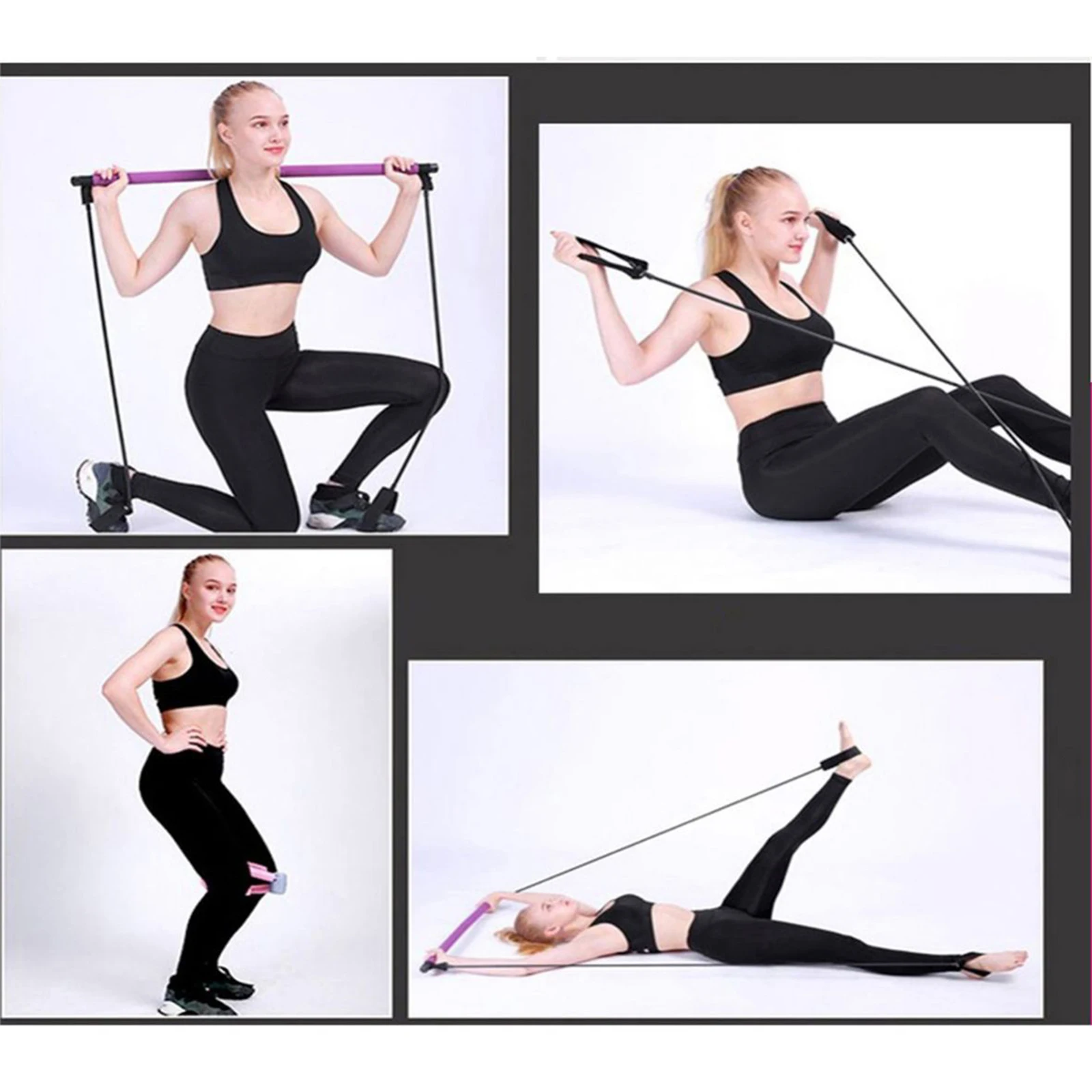 

Newly Portable Pilates Stretch Rope Gym Stick Yoga Exercise Bar Pilates Trainer Rope