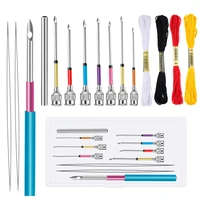 miusie 15 pcs metal embroidery stitching punch needles set poking cross stitch tools crochet knitting art needles with thread